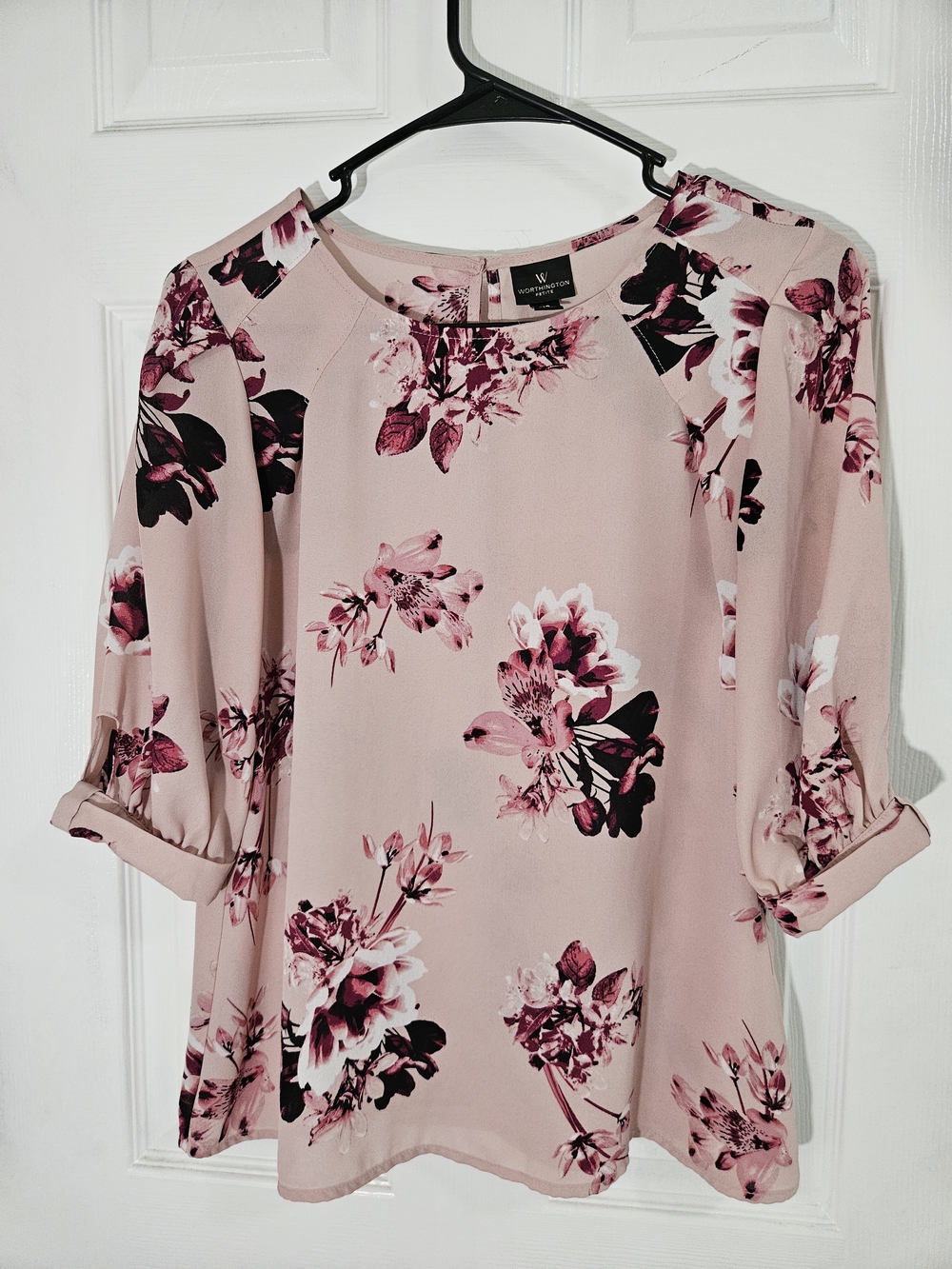 Worthington Pink Floral Sheer Blouse